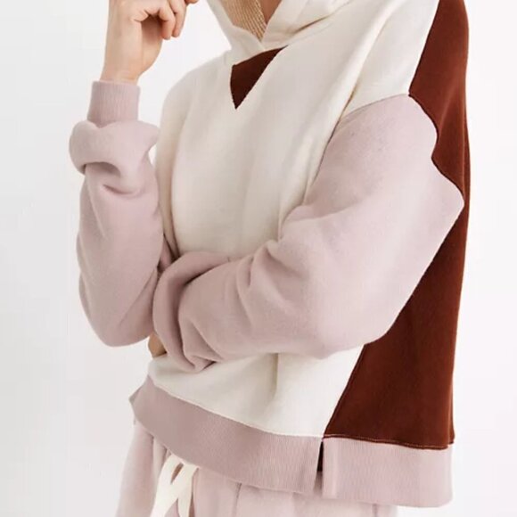 MADEWELL MWL Airyterry Hoodie Sweatshirt in Colorblock - Picture 1 of 8